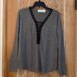 Lace up sweater